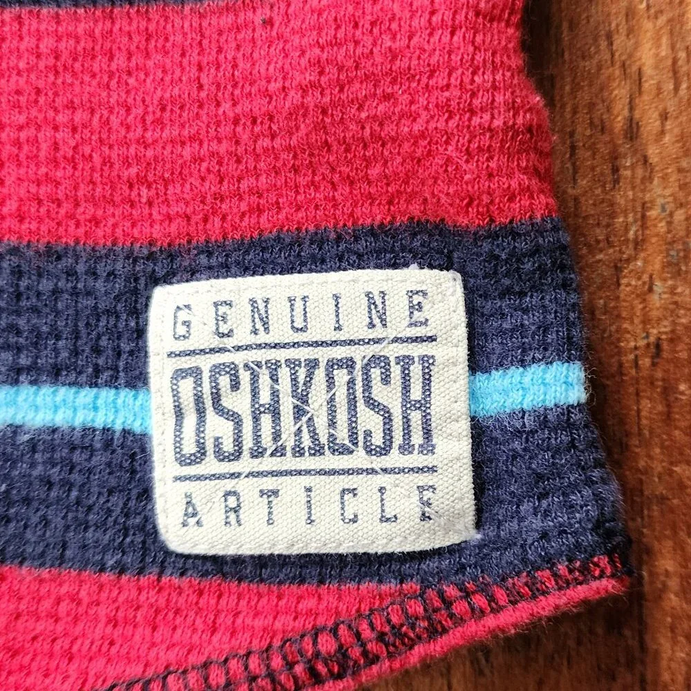 OshKosh B'gosh Red/Blue Striped Long Sleeve Waffle Knit Jersey Size 5T